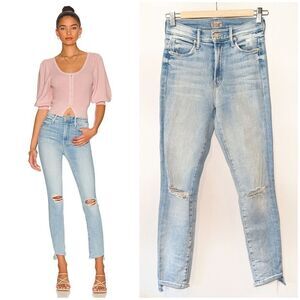 Mother The Stunner Zip Ankle Step Chew Jeans In Poisoned Petals